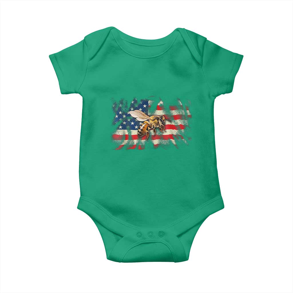 Patriotic Beekeeper Baby Onesie Bee American Flag Beekeeping