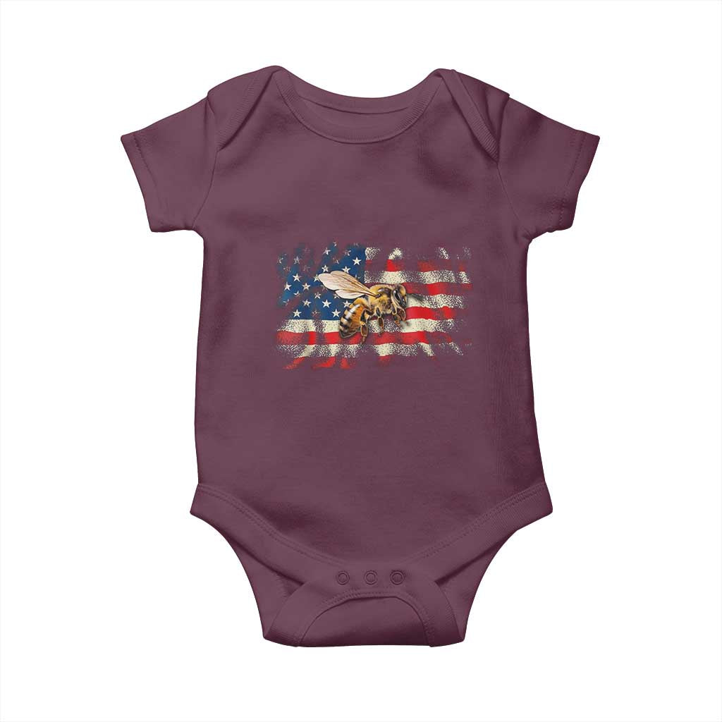 Patriotic Beekeeper Baby Onesie Bee American Flag Beekeeping