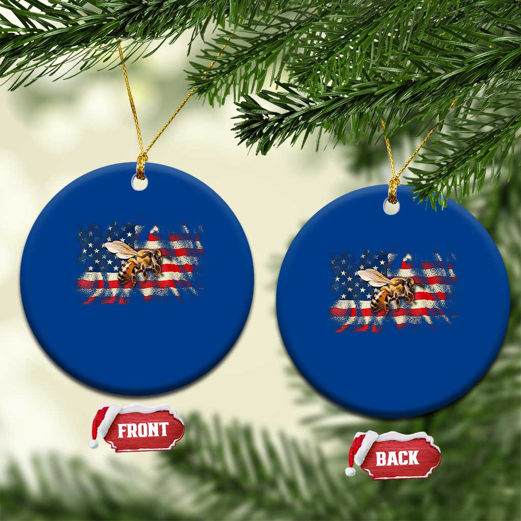 Patriotic Beekeeper Ceramic Ornament Bee American Flag Beekeeping