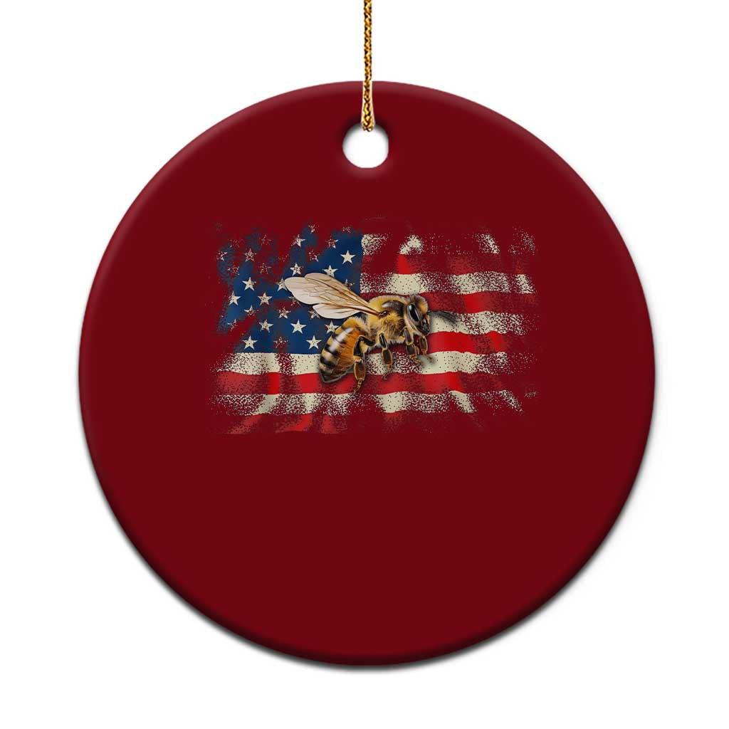 Patriotic Beekeeper Ceramic Ornament Bee American Flag Beekeeping