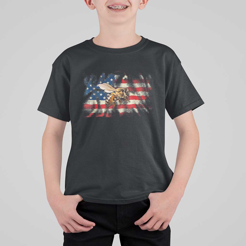 Patriotic Beekeeper T Shirt For Kid Bee American Flag Beekeeping