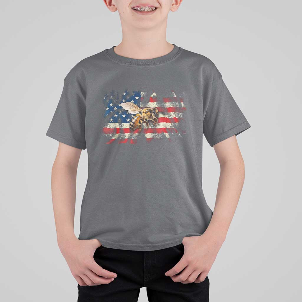 Patriotic Beekeeper T Shirt For Kid Bee American Flag Beekeeping