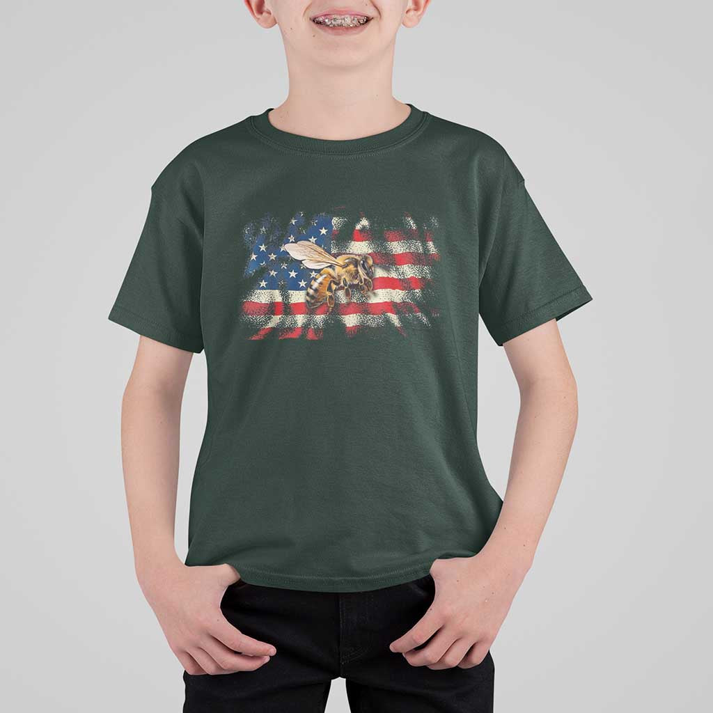 Patriotic Beekeeper T Shirt For Kid Bee American Flag Beekeeping