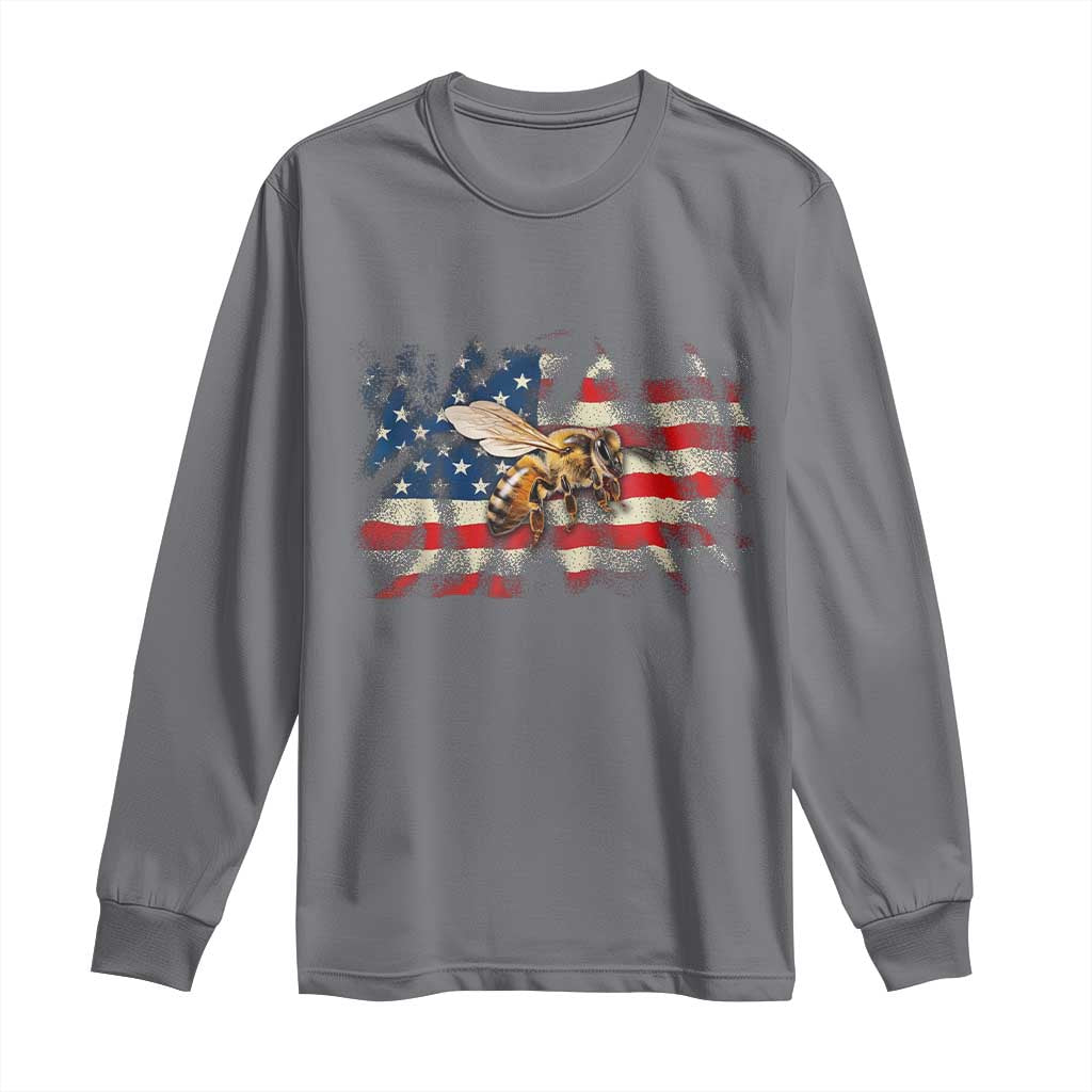 Patriotic Beekeeper Long Sleeve Shirt Bee American Flag Beekeeping