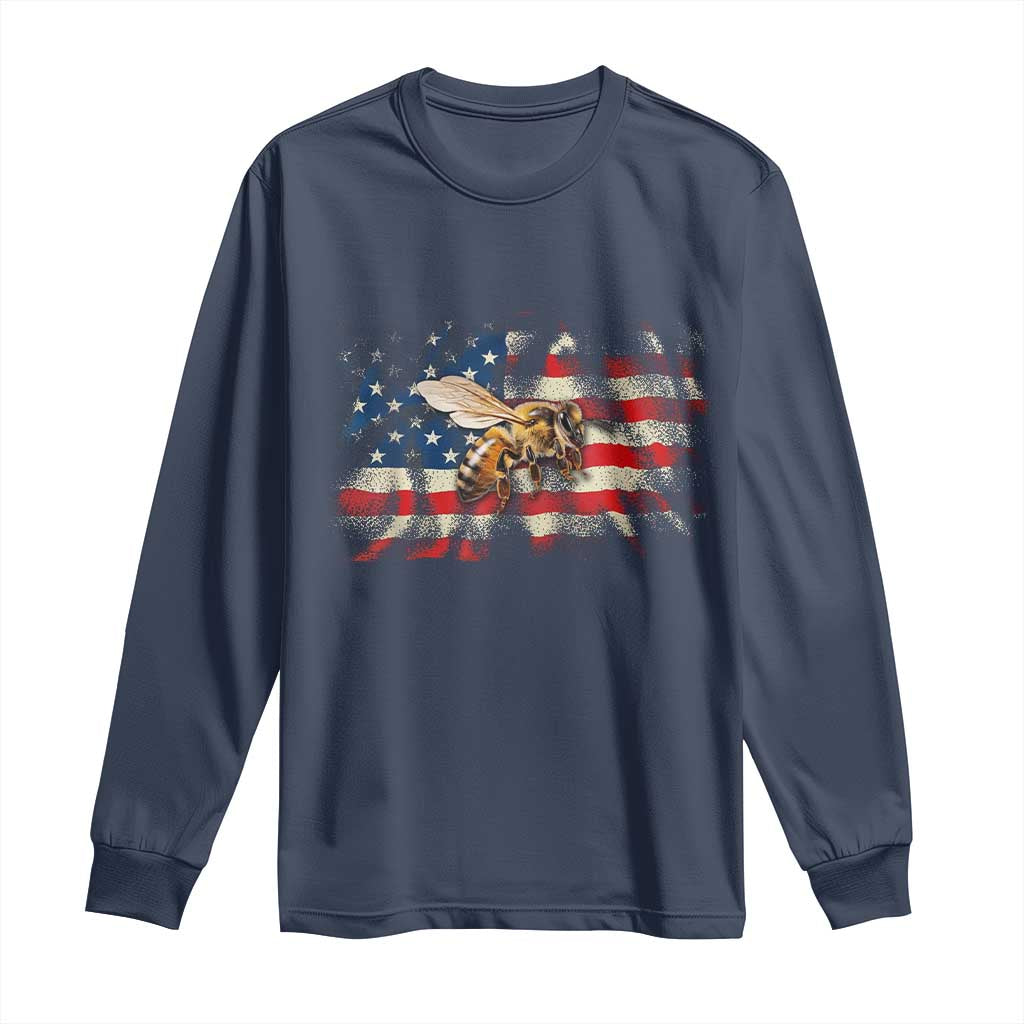 Patriotic Beekeeper Long Sleeve Shirt Bee American Flag Beekeeping