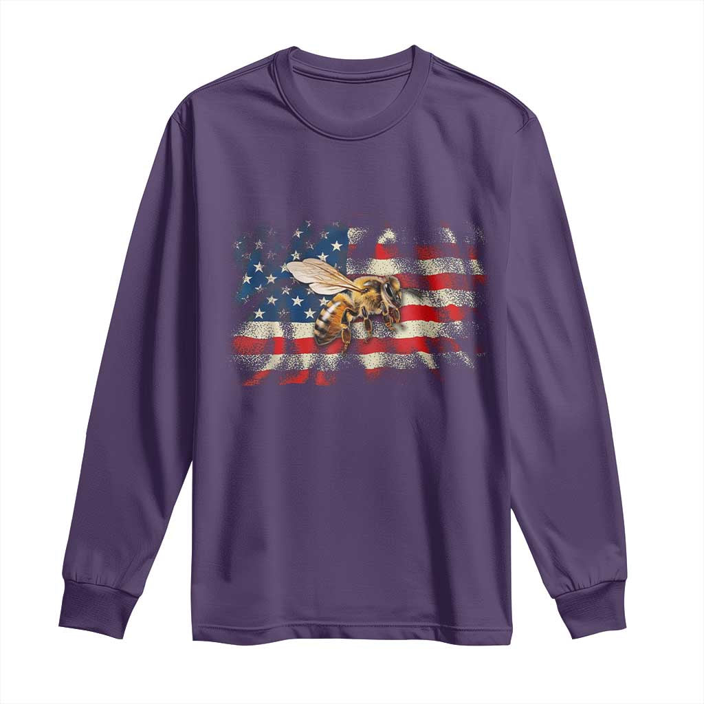 Patriotic Beekeeper Long Sleeve Shirt Bee American Flag Beekeeping