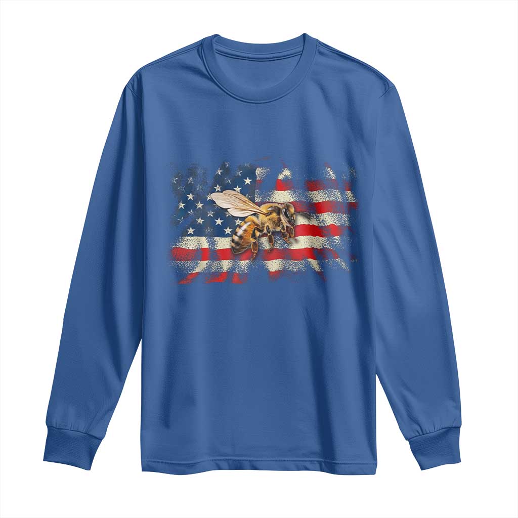 Patriotic Beekeeper Long Sleeve Shirt Bee American Flag Beekeeping