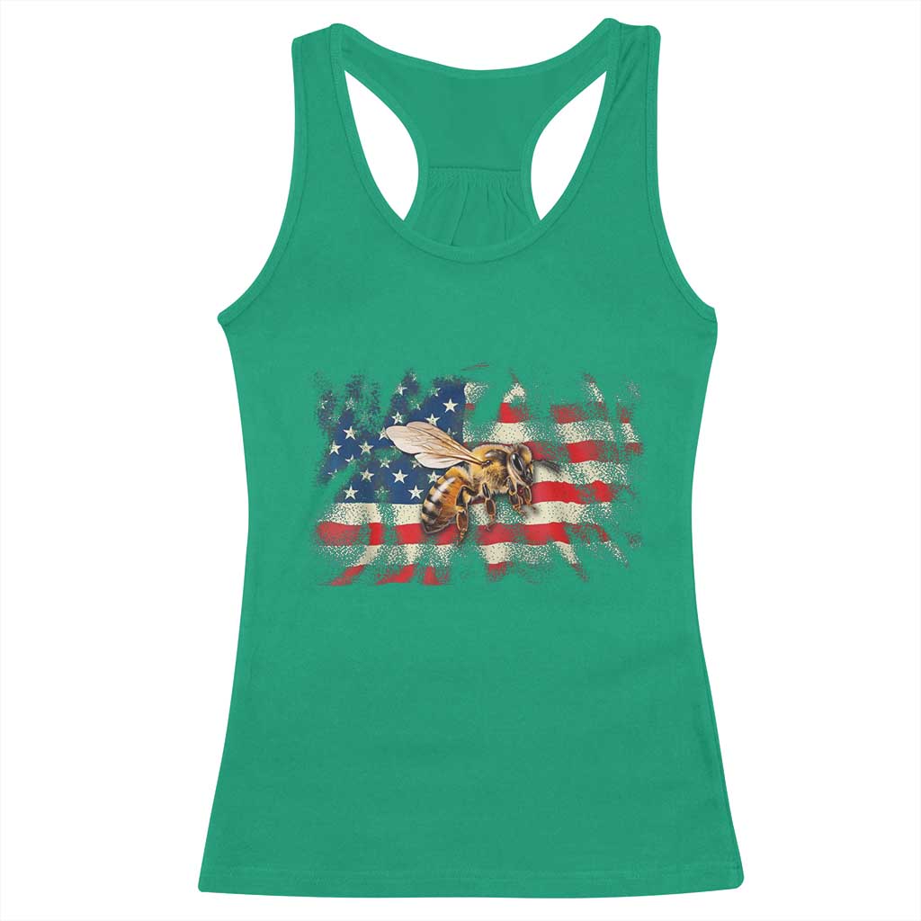 Patriotic Beekeeper Racerback Tank Top Bee American Flag Beekeeping
