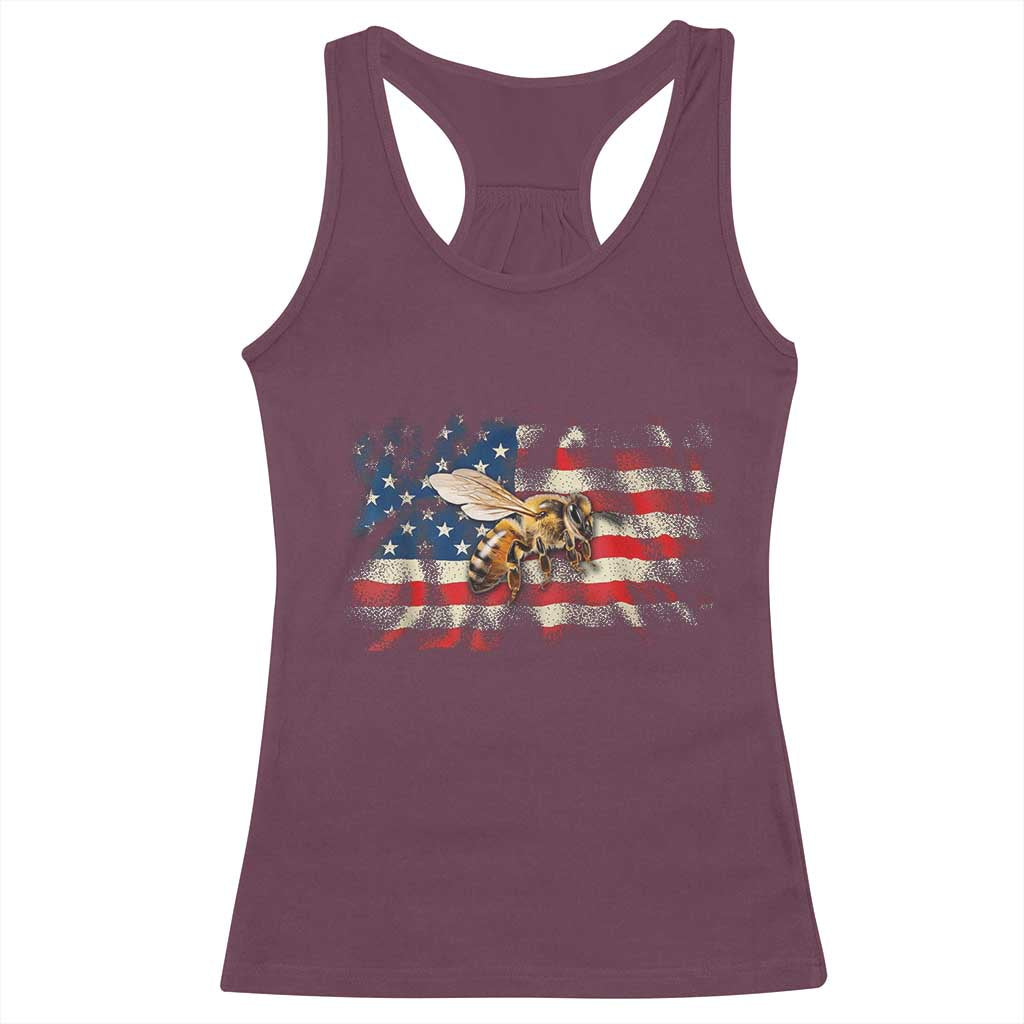 Patriotic Beekeeper Racerback Tank Top Bee American Flag Beekeeping