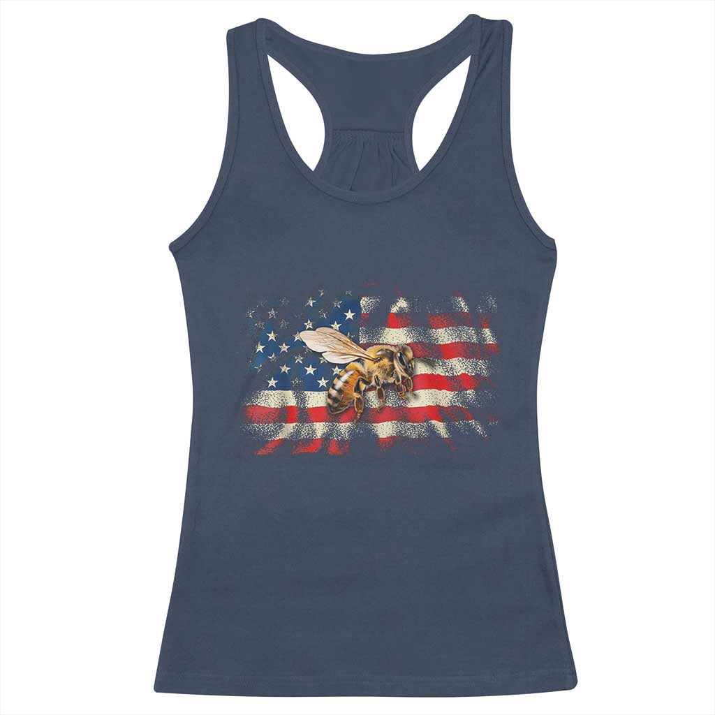 Patriotic Beekeeper Racerback Tank Top Bee American Flag Beekeeping