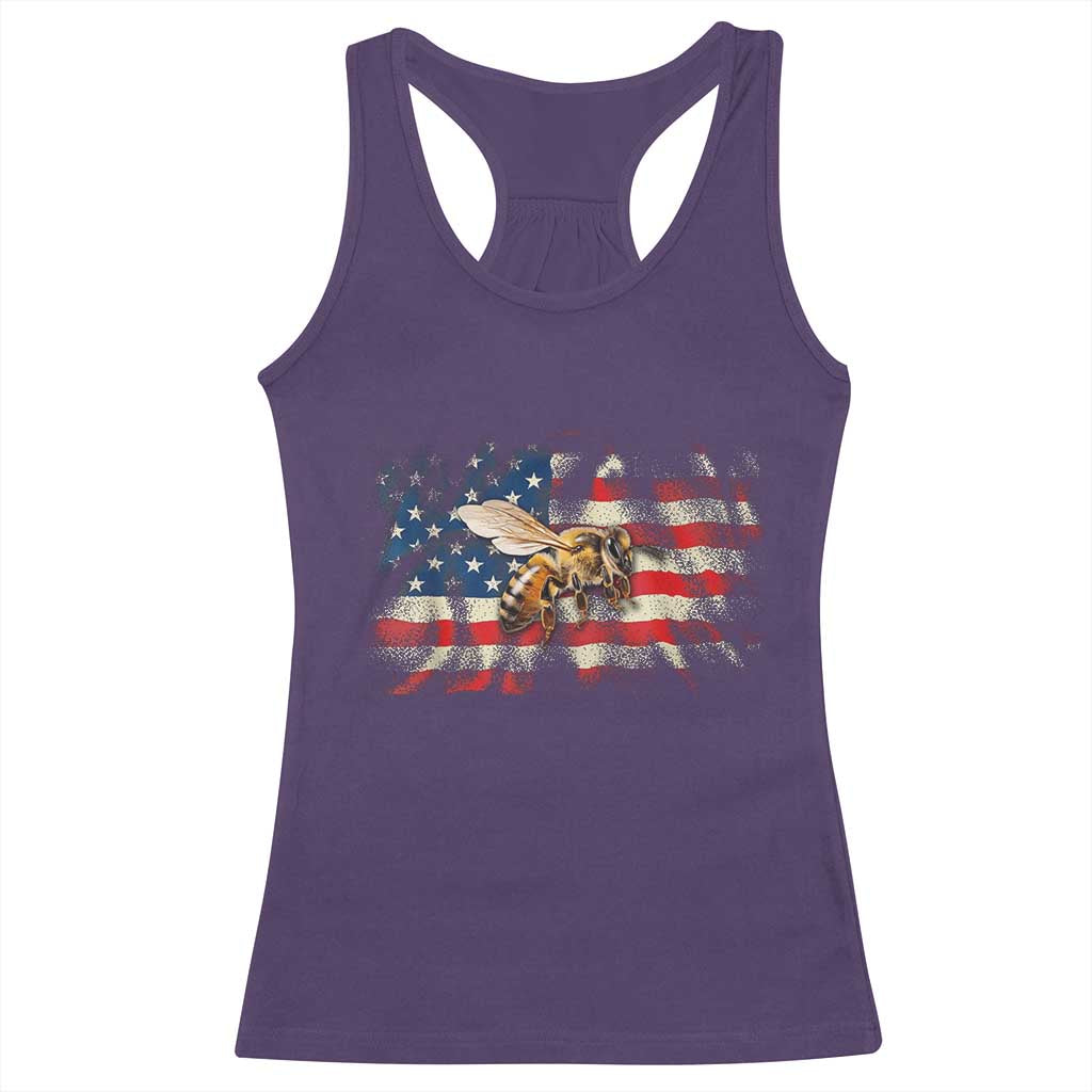 Patriotic Beekeeper Racerback Tank Top Bee American Flag Beekeeping