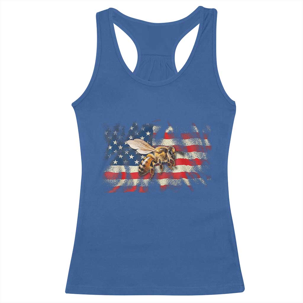Patriotic Beekeeper Racerback Tank Top Bee American Flag Beekeeping