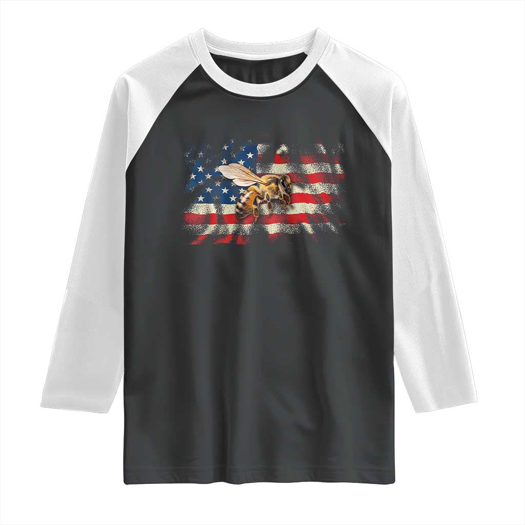 Patriotic Beekeeper Raglan Shirt Bee American Flag Beekeeping