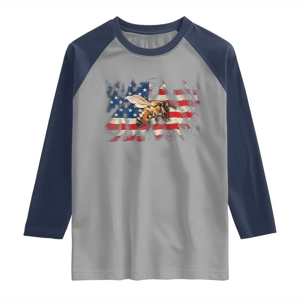 Patriotic Beekeeper Raglan Shirt Bee American Flag Beekeeping