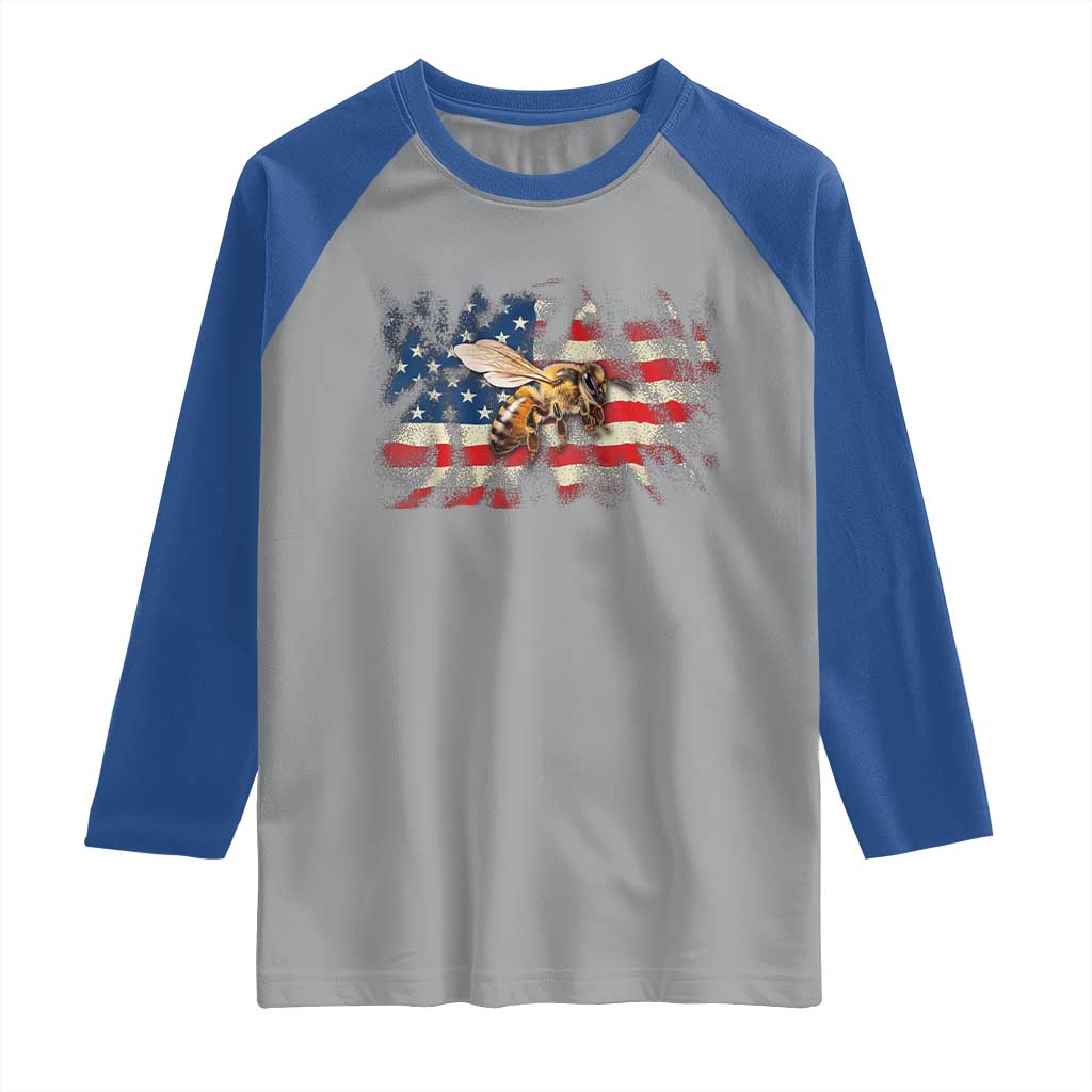 Patriotic Beekeeper Raglan Shirt Bee American Flag Beekeeping