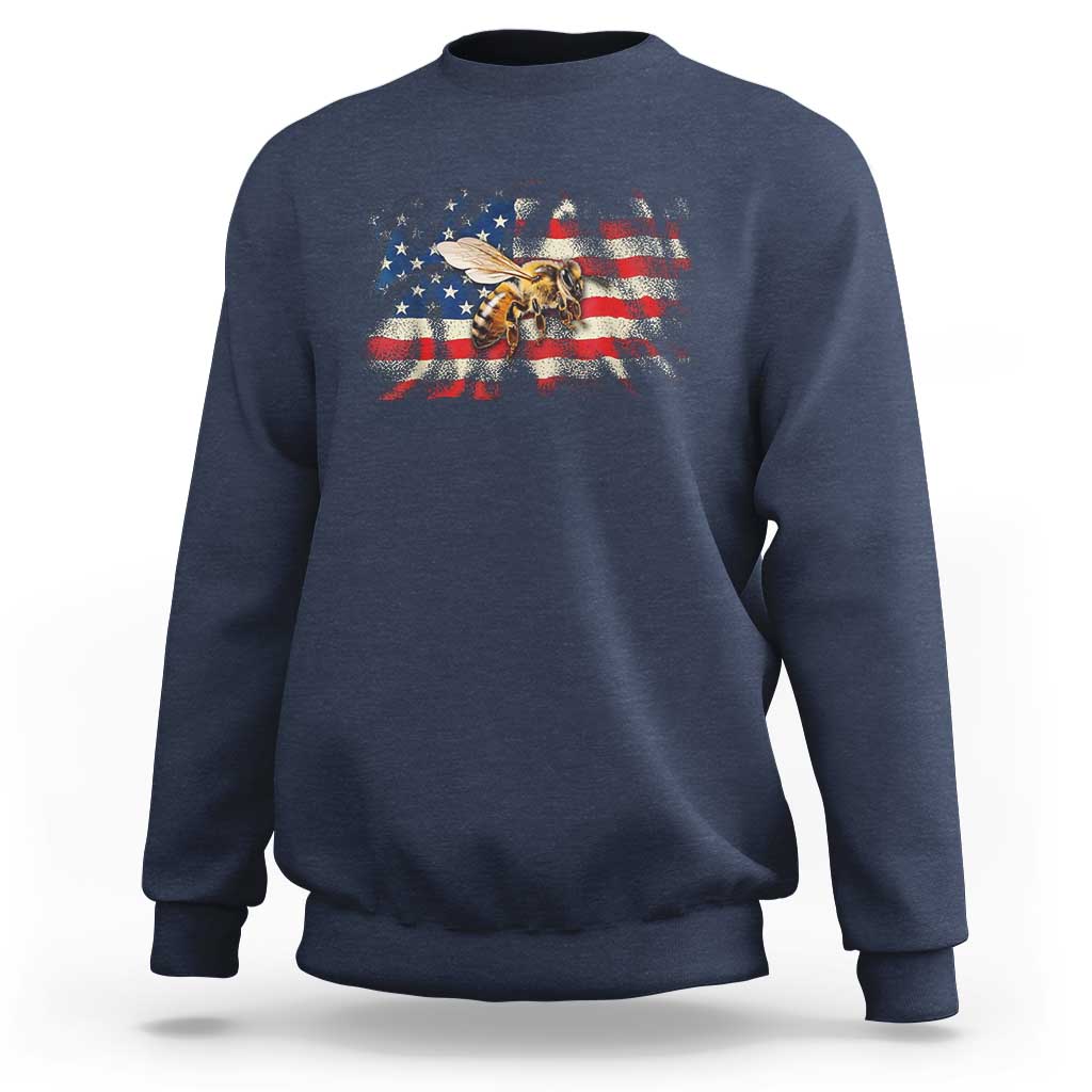 Patriotic Beekeeper Sweatshirt Bee American Flag Beekeeping