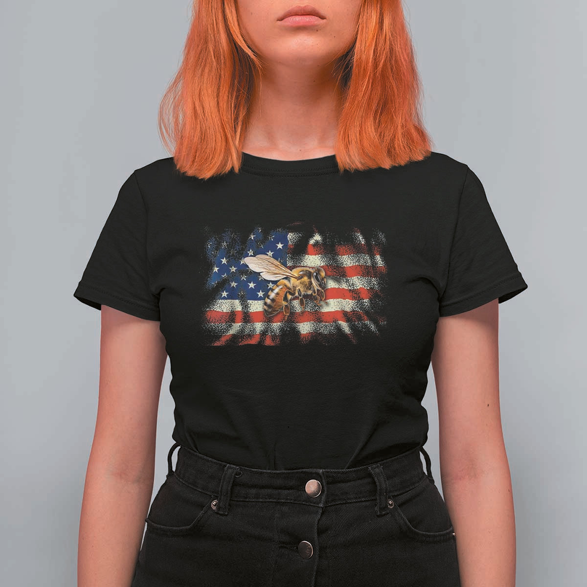 Patriotic Beekeeper T Shirt For Women Bee American Flag Beekeeping