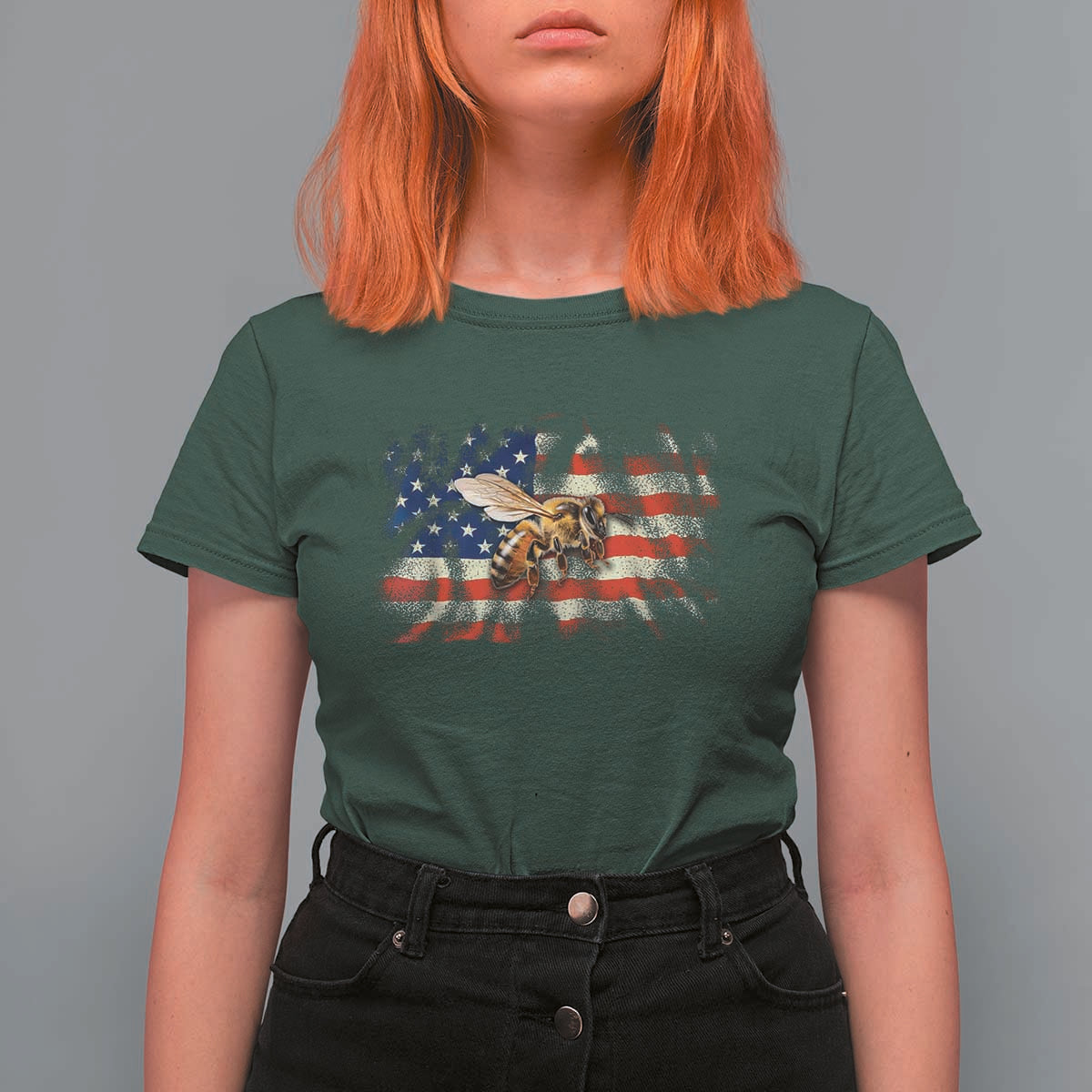 Patriotic Beekeeper T Shirt For Women Bee American Flag Beekeeping