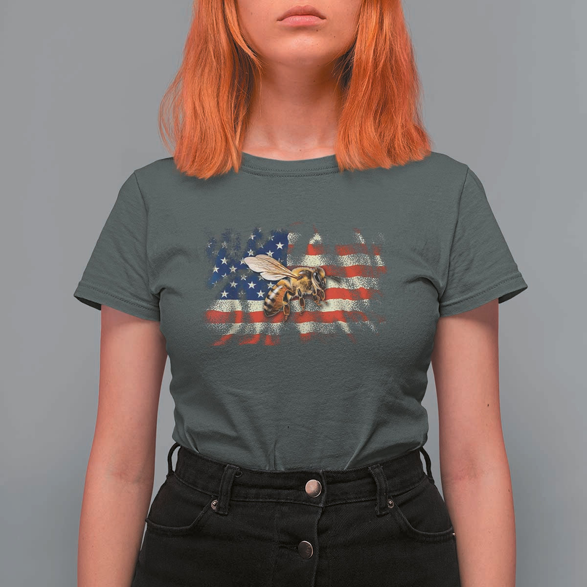 Patriotic Beekeeper T Shirt For Women Bee American Flag Beekeeping