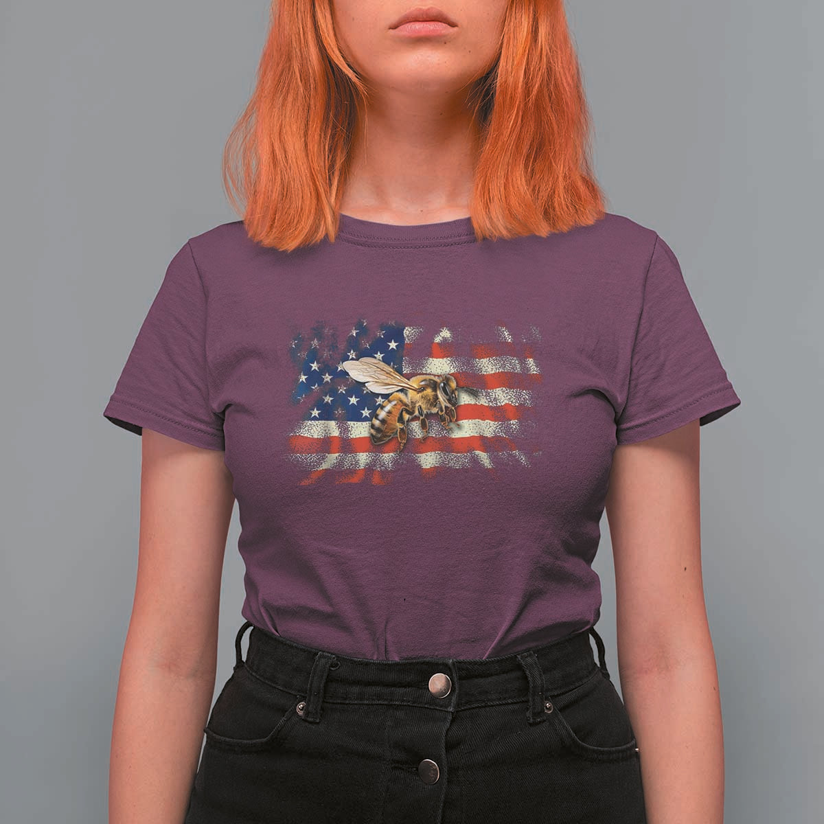 Patriotic Beekeeper T Shirt For Women Bee American Flag Beekeeping