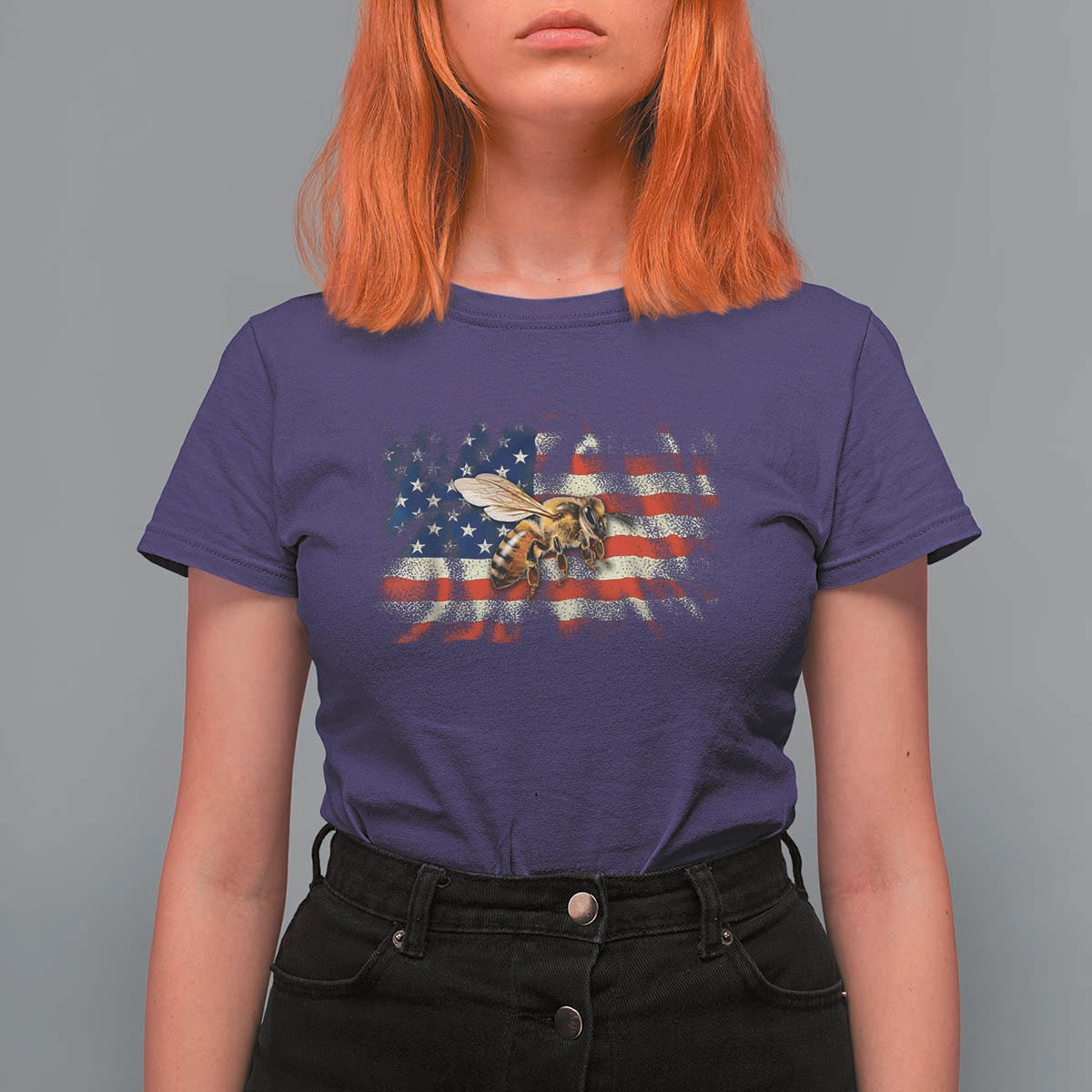 Patriotic Beekeeper T Shirt For Women Bee American Flag Beekeeping
