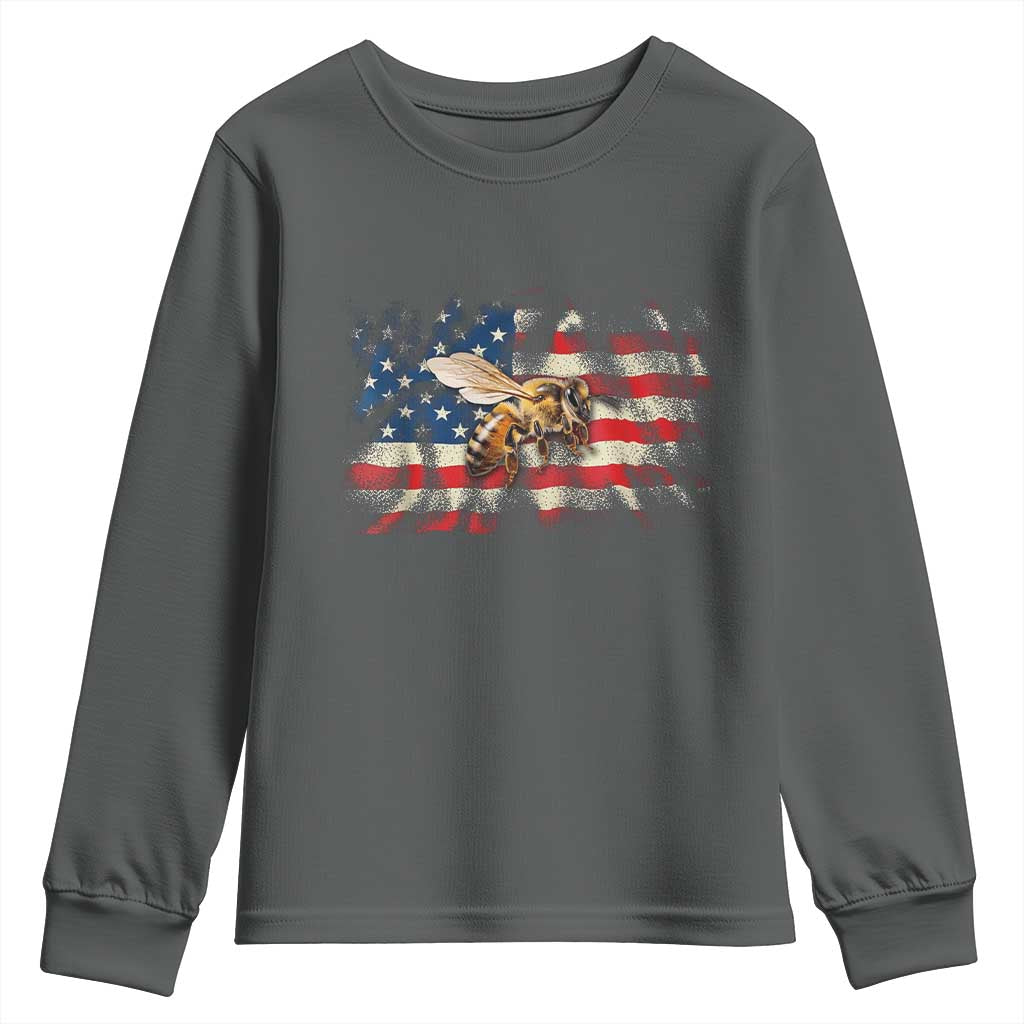 Patriotic Beekeeper Youth Sweatshirt Bee American Flag Beekeeping