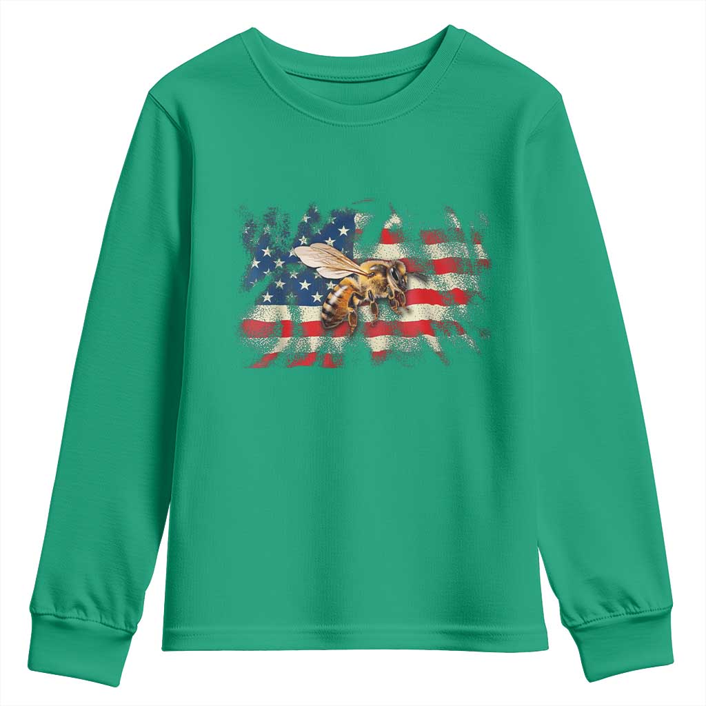 Patriotic Beekeeper Youth Sweatshirt Bee American Flag Beekeeping