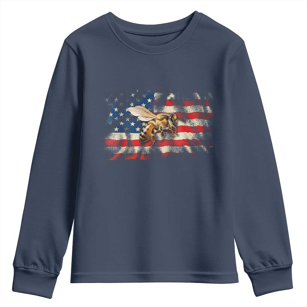 Patriotic Beekeeper Youth Sweatshirt Bee American Flag Beekeeping