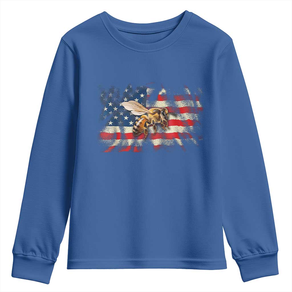 Patriotic Beekeeper Youth Sweatshirt Bee American Flag Beekeeping