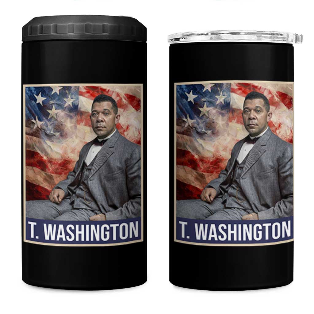 Booker Taliaferro Washington 4 in 1 Can Cooler Tumbler African American Educator Black History Month