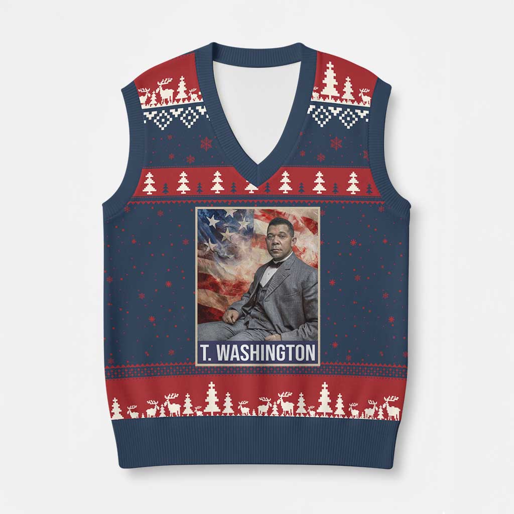 Booker Taliaferro Washington V-Neck Knit Sweater Vest African American Educator Black History Month