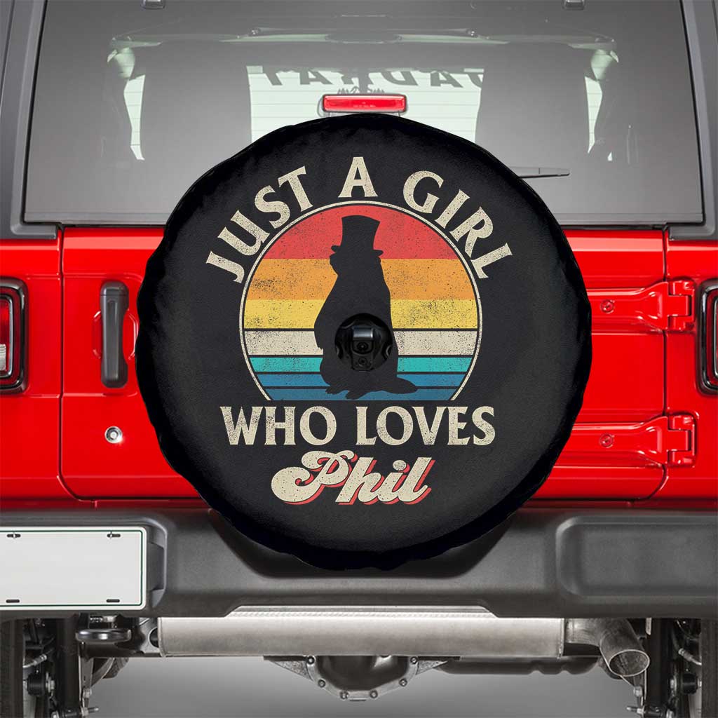 Funny Just A Girl Who Loves Phil Groundhog Spare Tire Cover Punxsy Woodchuck Day Lover - Wonder Print Shop