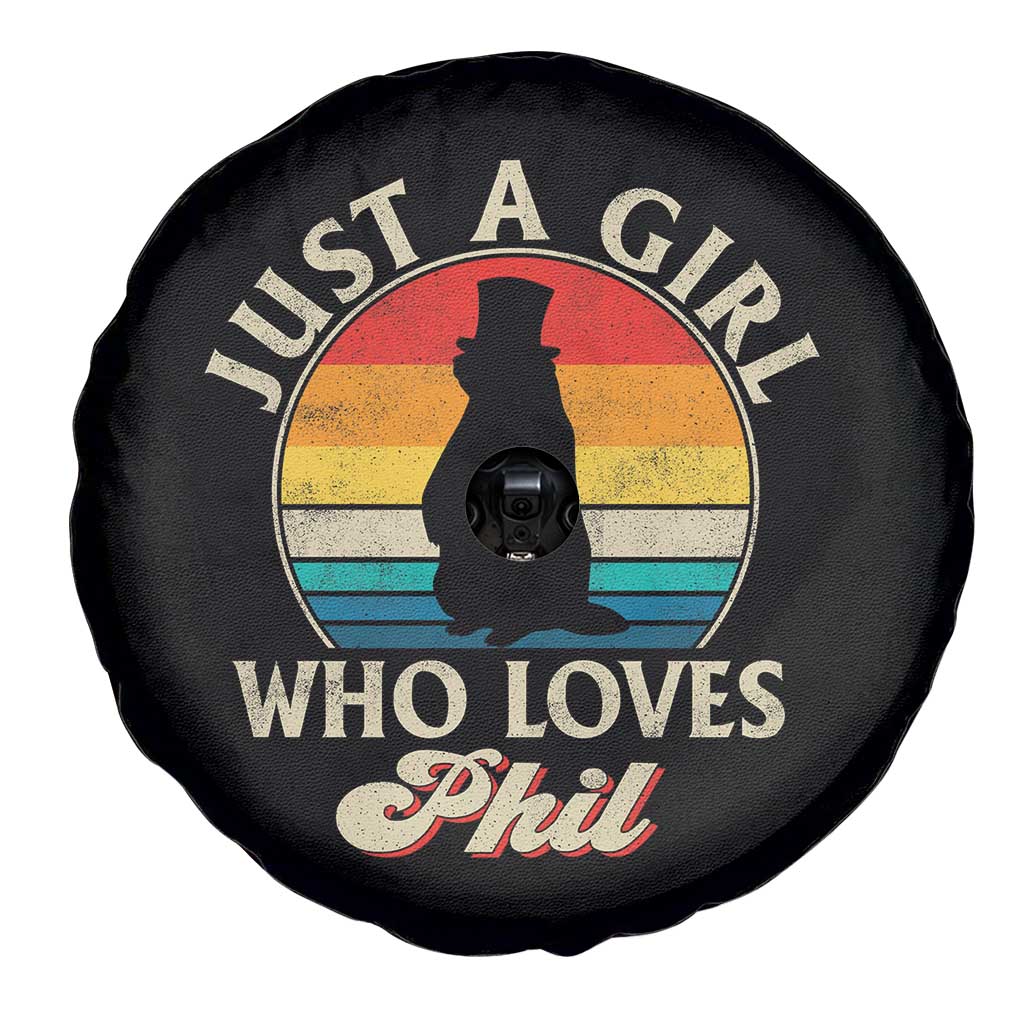 Funny Just A Girl Who Loves Phil Groundhog Spare Tire Cover Punxsy Woodchuck Day Lover - Wonder Print Shop