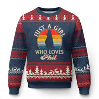 Funny Just A Girl Who Loves Phil Groundhog Ugly Christmas Sweater Punxsy Woodchuck Day Lover - Wonder Print Shop
