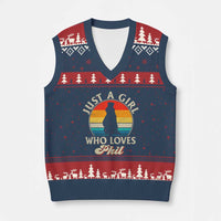 Funny Just A Girl Who Loves Phil Groundhog V-Neck Knit Sweater Vest Punxsy Woodchuck Day Lover - Wonder Print Shop