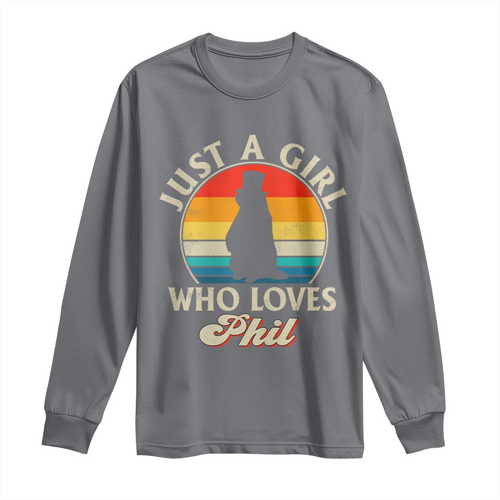 Funny Just A Girl Who Loves Phil Groundhog Long Sleeve Shirt Punxsy Woodchuck Day Lover - Wonder Print Shop