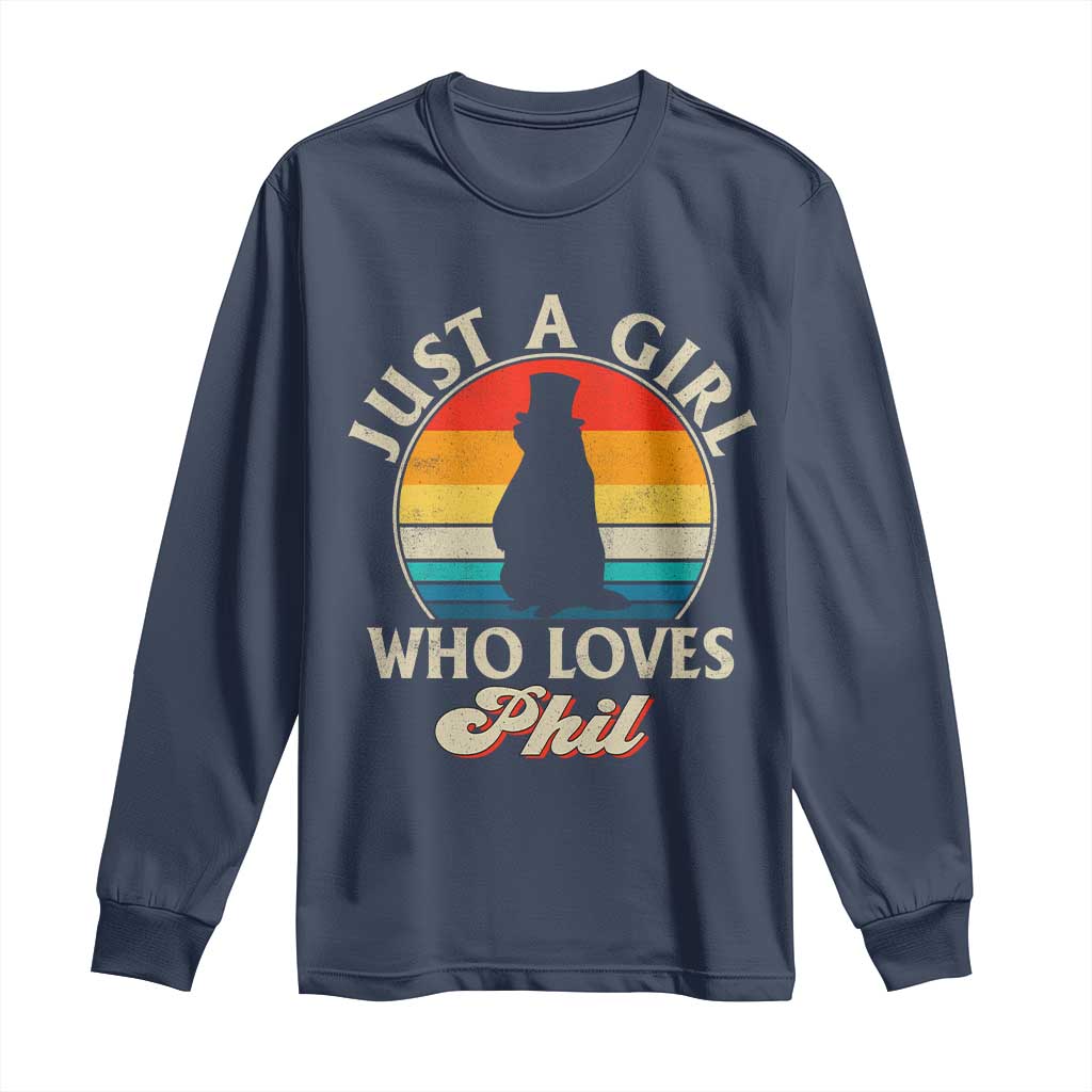 Funny Just A Girl Who Loves Phil Groundhog Long Sleeve Shirt Punxsy Woodchuck Day Lover - Wonder Print Shop