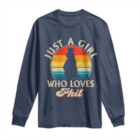 Funny Just A Girl Who Loves Phil Groundhog Long Sleeve Shirt Punxsy Woodchuck Day Lover - Wonder Print Shop