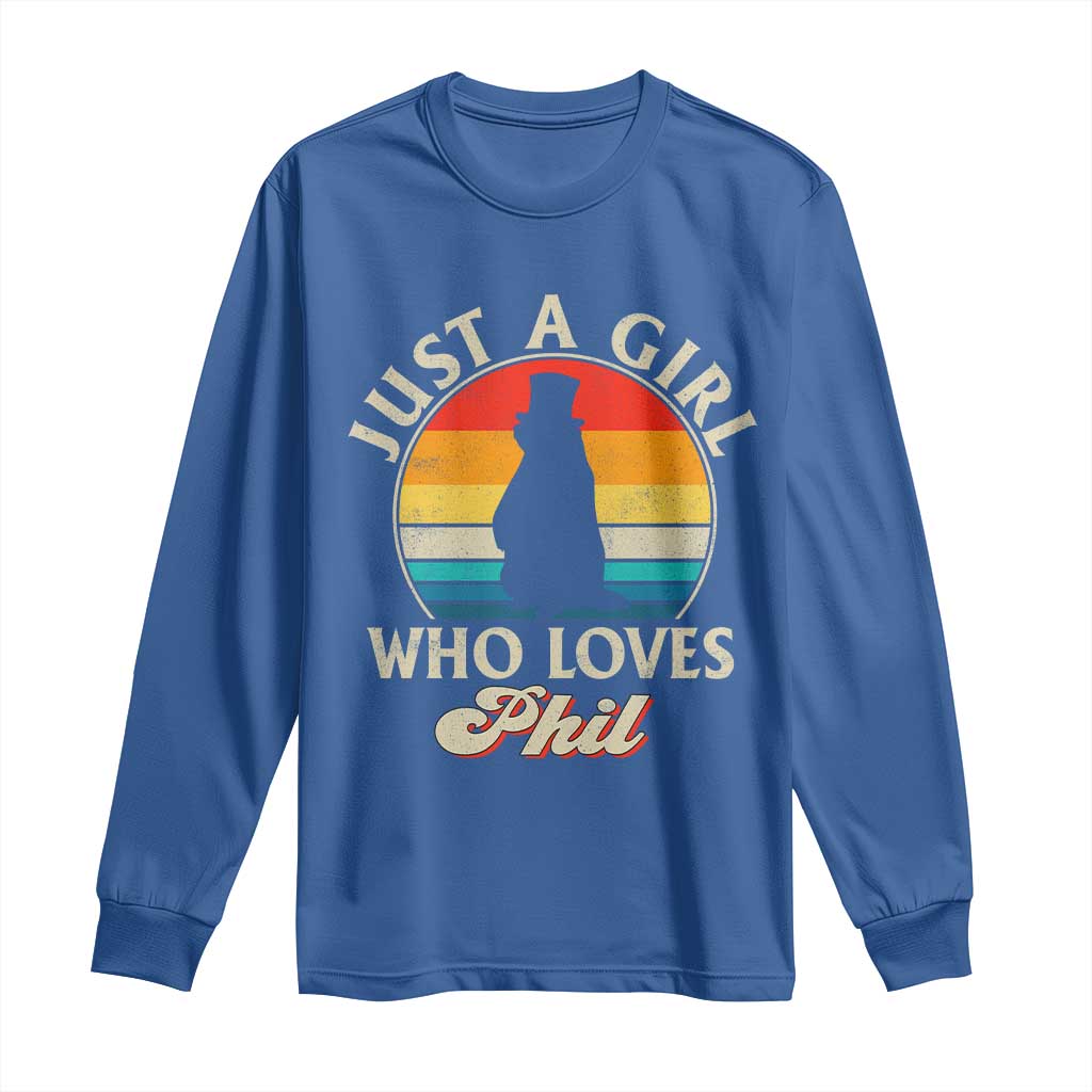 Funny Just A Girl Who Loves Phil Groundhog Long Sleeve Shirt Punxsy Woodchuck Day Lover - Wonder Print Shop