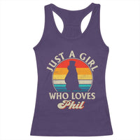 Funny Just A Girl Who Loves Phil Groundhog Racerback Tank Top Punxsy Woodchuck Day Lover - Wonder Print Shop