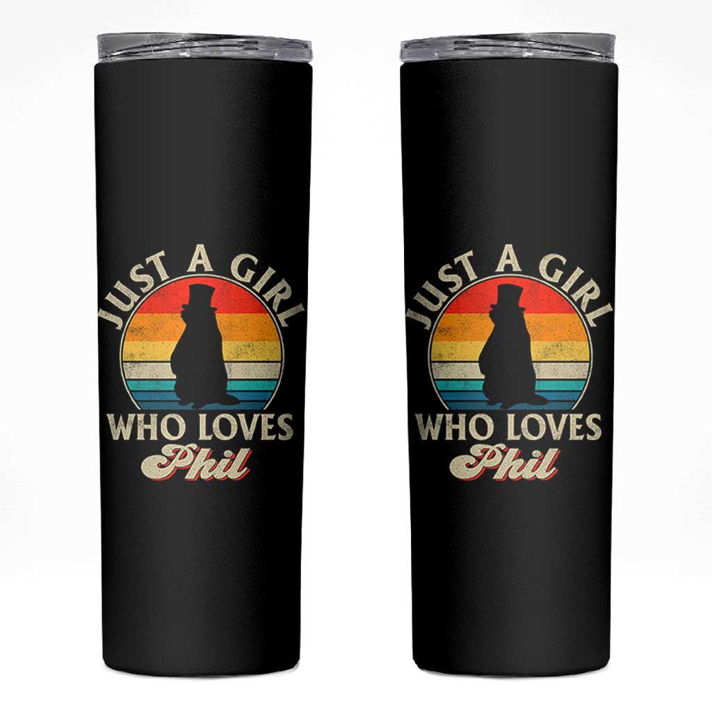 Funny Just A Girl Who Loves Phil Groundhog Skinny Tumbler Punxsy Woodchuck Day Lover - Wonder Print Shop