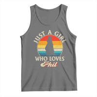Funny Just A Girl Who Loves Phil Groundhog Tank Top Punxsy Woodchuck Day Lover - Wonder Print Shop