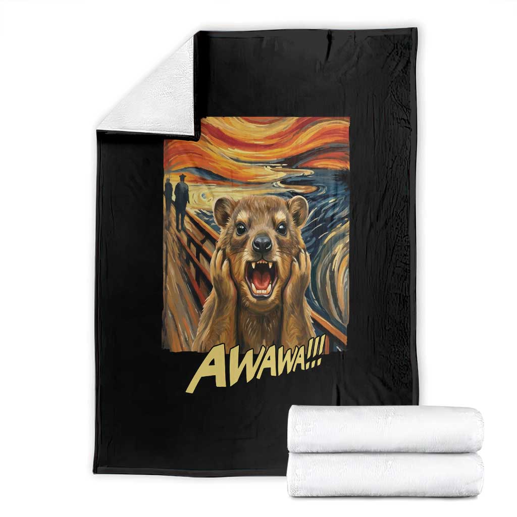 Funny Awawa Hyrax Throw Blanket The Scream Art Oddly Specific Meme Animal