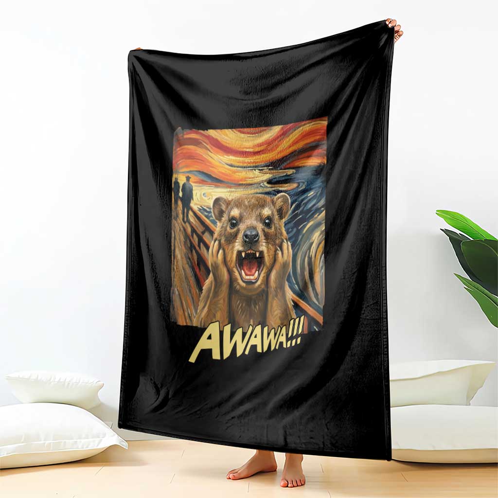 Funny Awawa Hyrax Throw Blanket The Scream Art Oddly Specific Meme Animal