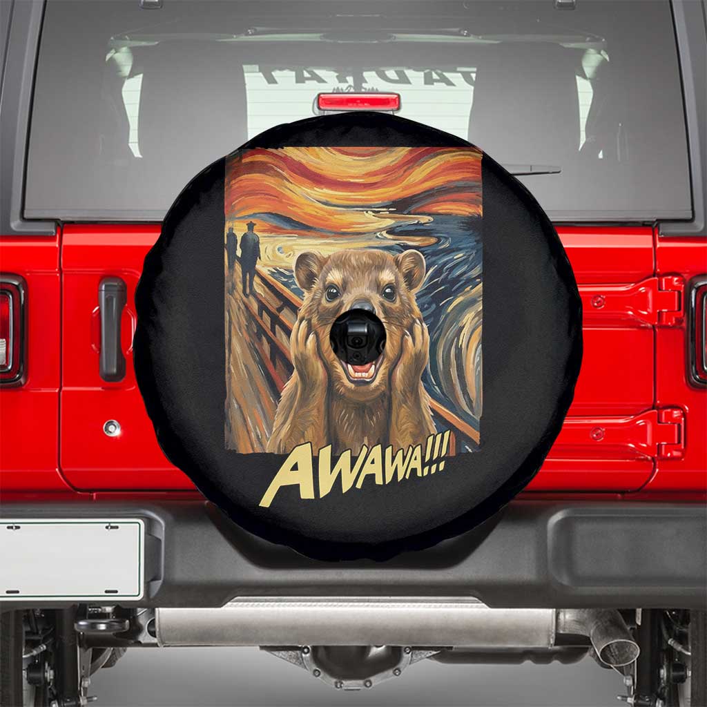 Funny Awawa Hyrax Spare Tire Cover The Scream Art Oddly Specific Meme Animal