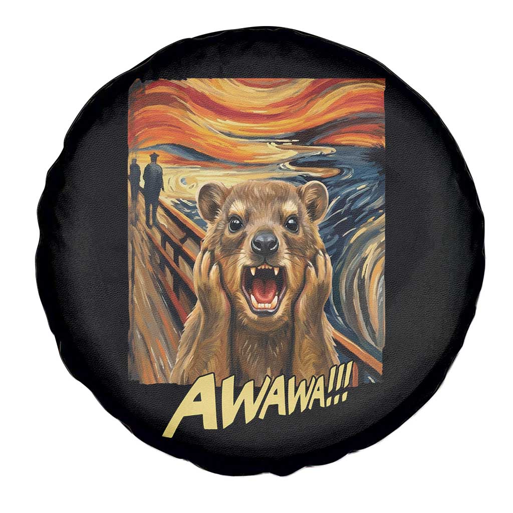 Funny Awawa Hyrax Spare Tire Cover The Scream Art Oddly Specific Meme Animal