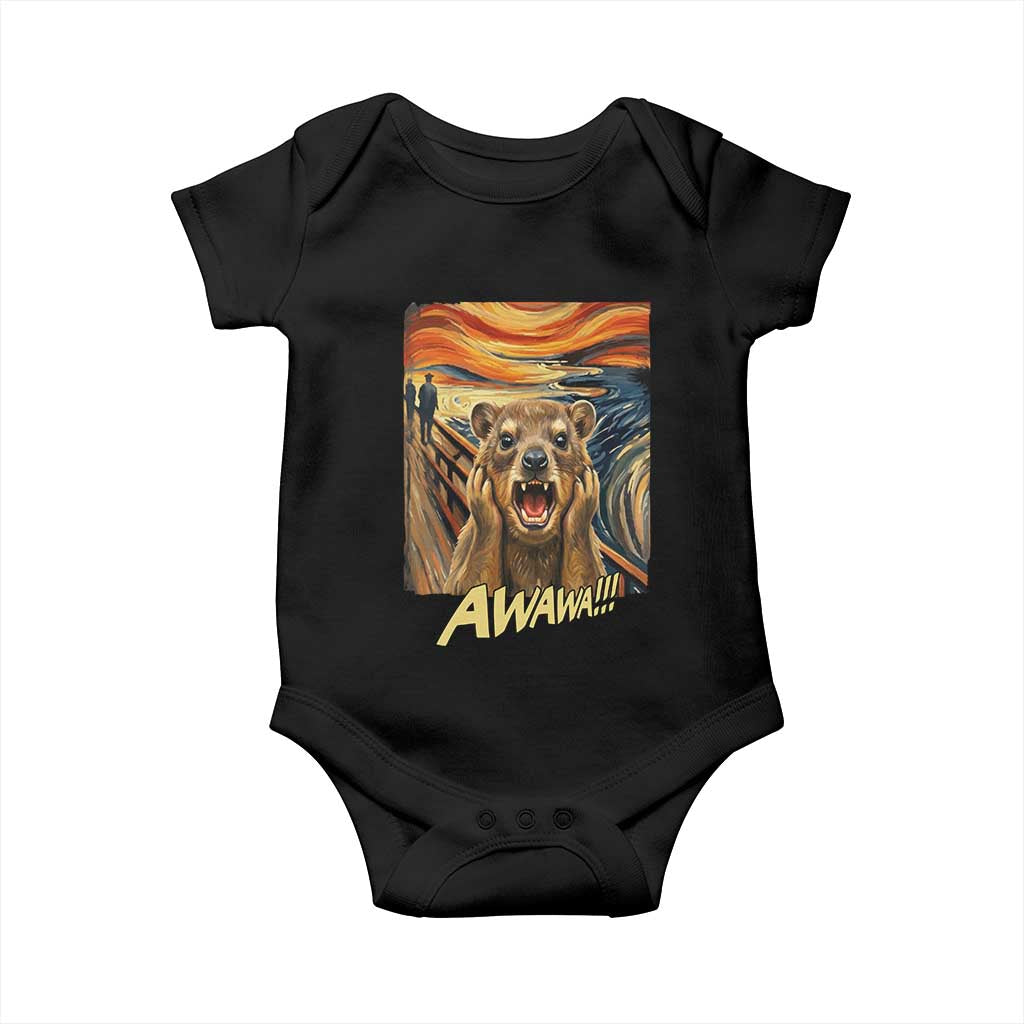 Funny Awawa Hyrax Baby Onesie The Scream Art Oddly Specific Meme Animal