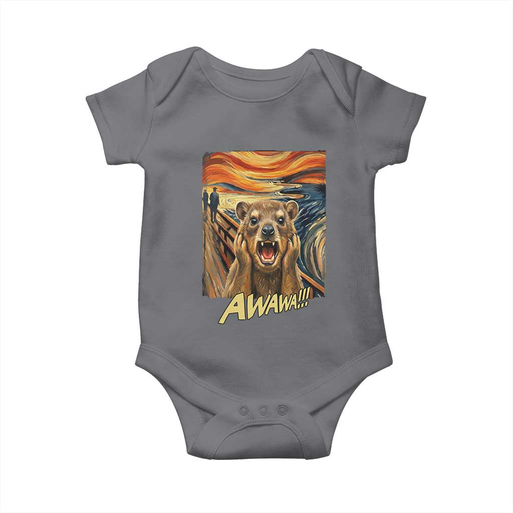 Funny Awawa Hyrax Baby Onesie The Scream Art Oddly Specific Meme Animal