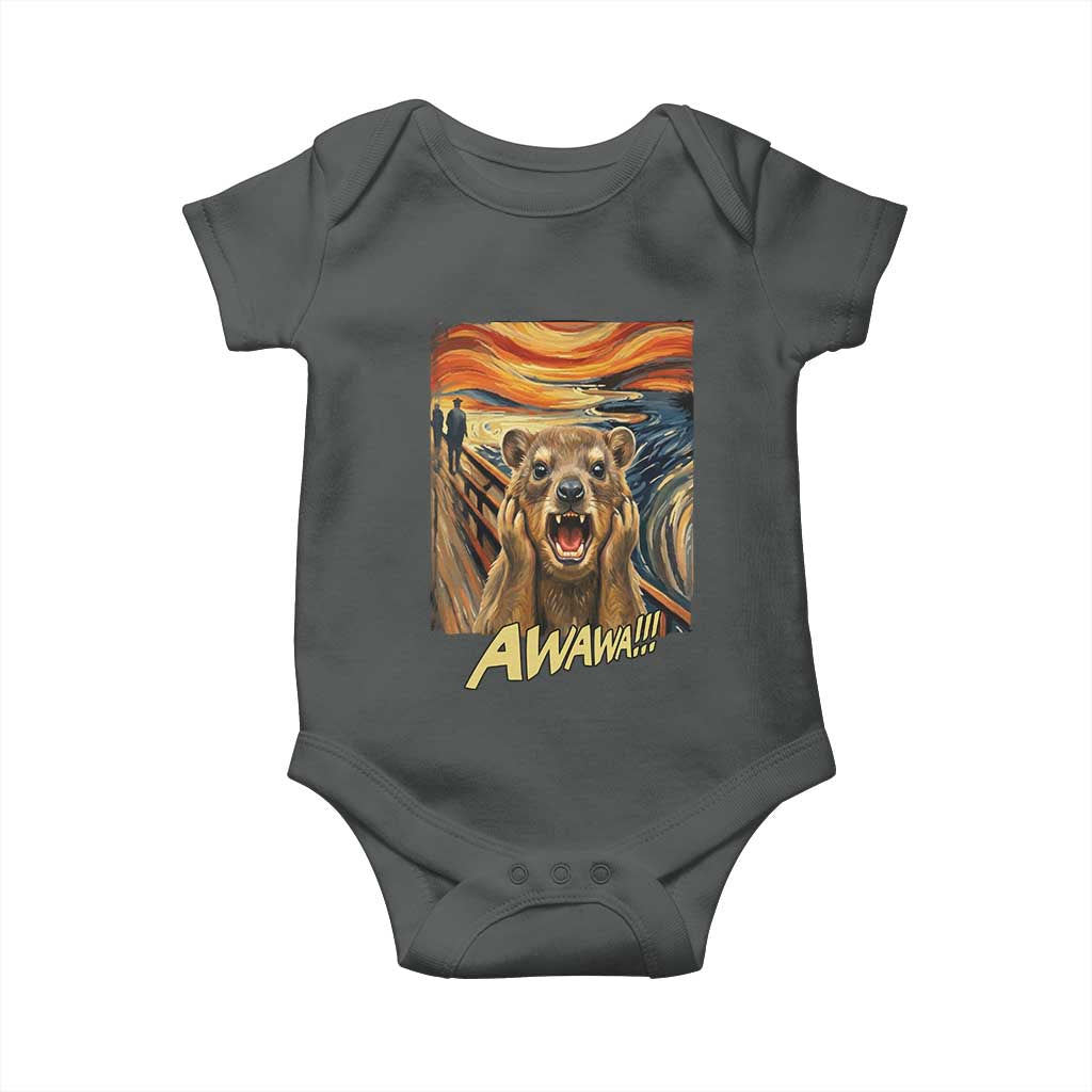 Funny Awawa Hyrax Baby Onesie The Scream Art Oddly Specific Meme Animal
