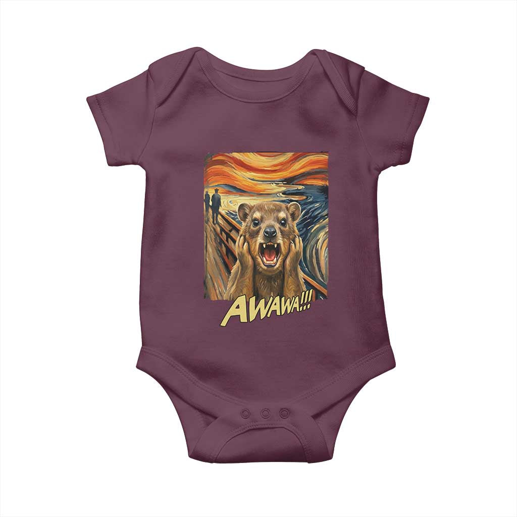 Funny Awawa Hyrax Baby Onesie The Scream Art Oddly Specific Meme Animal